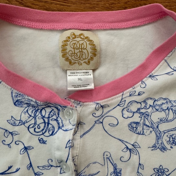 Women’s Extra Large Beaufort Bonnet Company Charming Chinoiserie Pajama Top - Picture 2 of 2